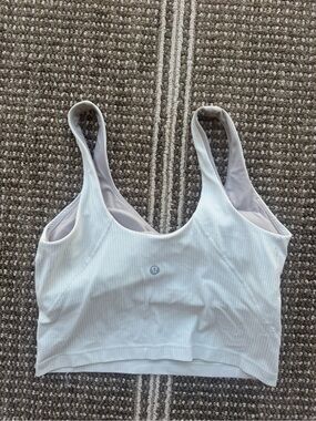 lululemon athletica Light Gray Ribbed Scoop Neck Sports Bra
